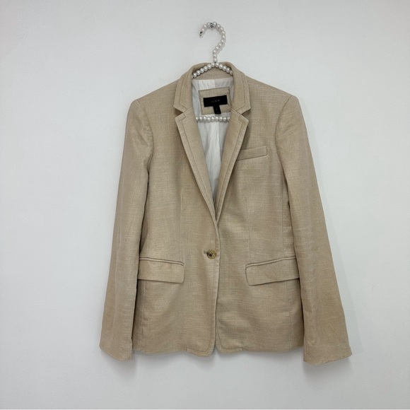 J.Crew Regent Linen Blend Blazer in Metallic Gold - Picture 2 of 8